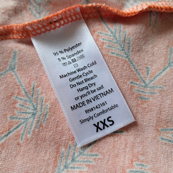 Lularoe T Shirt Flare Dress Orange Short Sleeve Stretch Soft Womens Size XXS - Picture 5 of 6